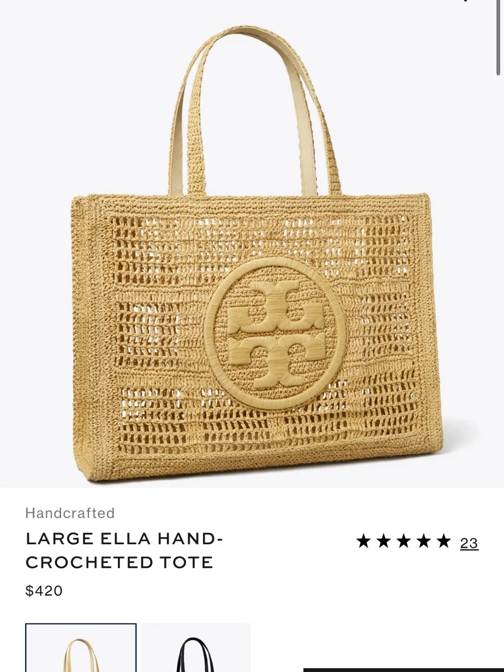 Tory Burch Lavender Hand Crochet Large Tote with Logo